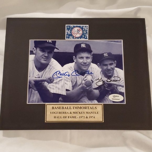 Other - Mackey Mantle Yogi Berra signed photo matted